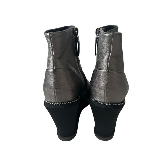 CHANEL Silver and Black Wedge Ankle Boots - Picture 8 of 15